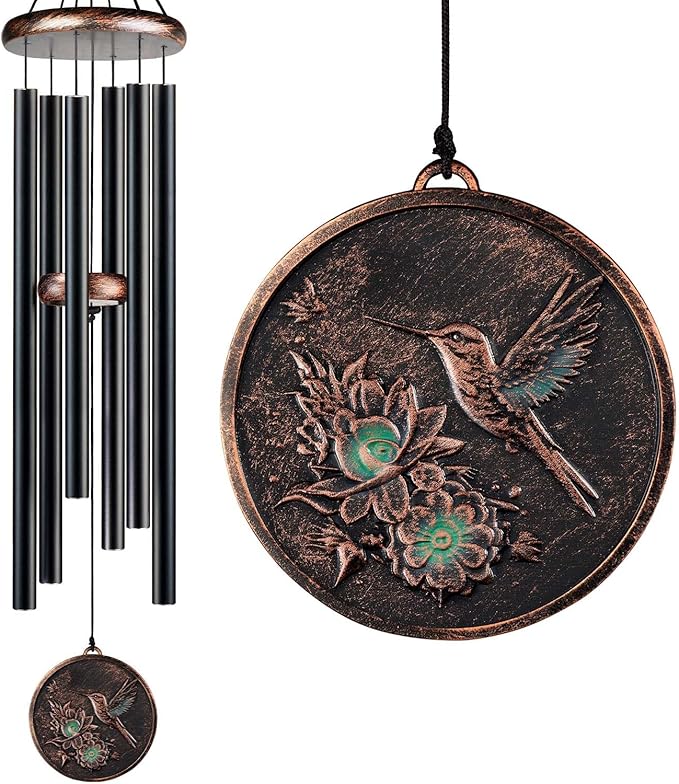 Large Wind Chimes for Outside, 48" Vintage Hummingbird Deep Tone Wind Chime Outdoor Clearance with Heavy Tubes, Patio Porch Balcony Decoration, Garden Hanging Decor Gifts for Women Men