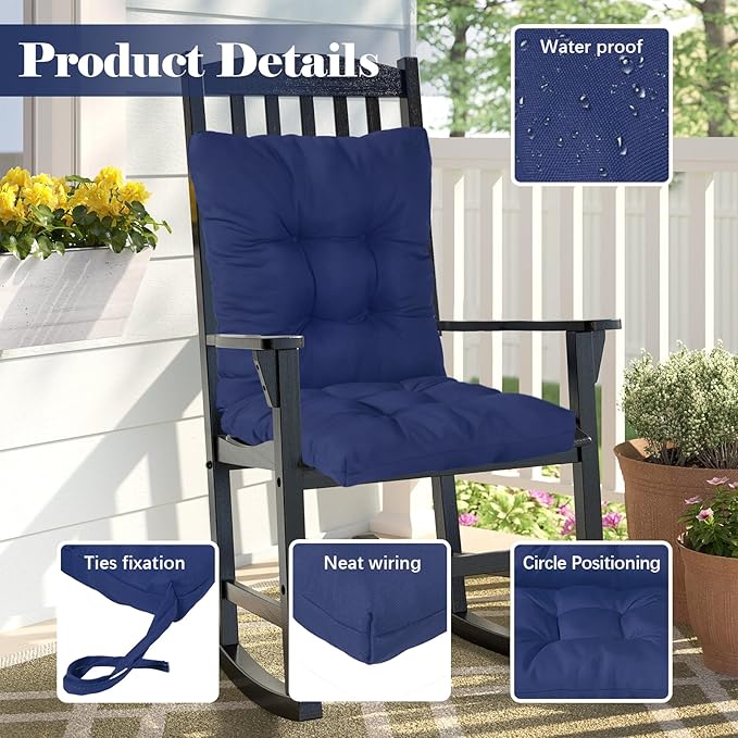 Outdoor Chair Cushions Burgundy Waterproof Wicker Chair Cushion with Back Thicker Indoor Rocking Chair Pads,41.7"*20.8" for Outdoor Indoor Home Office