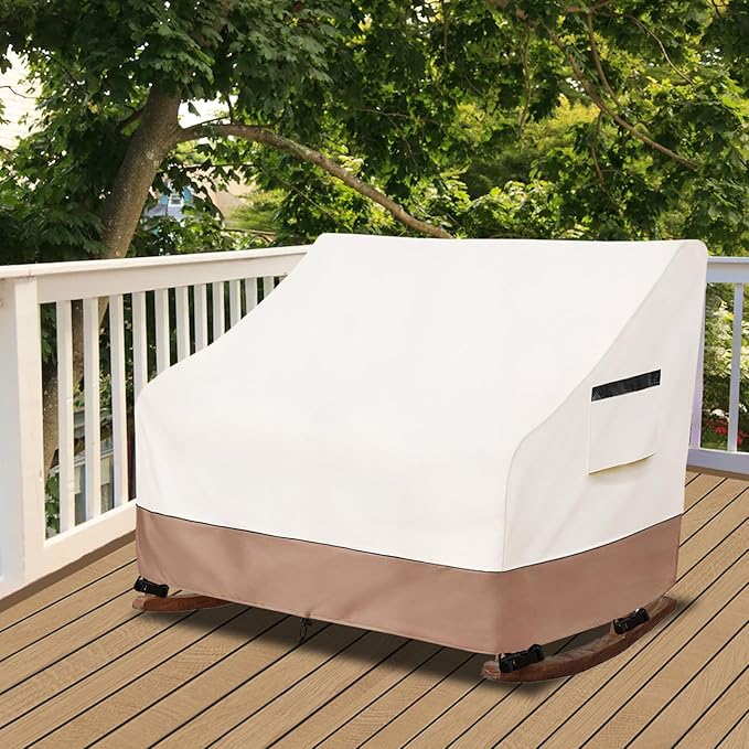 50" Double-Wide Outdoor Rocking Chair Cover, Waterproof & Dust Proof Patio Furniture Covers, Patio Chair Covers 51" W x 34" D x 45" H(Beige)
