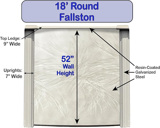 Lake Effect Pools 'Fallston' 18 ft Round Above Ground Swimming Pool | 52 Inch Steel Side Walls | Kit Includes: 25 Gauge Overlap Liner & Widemouth Skimmer