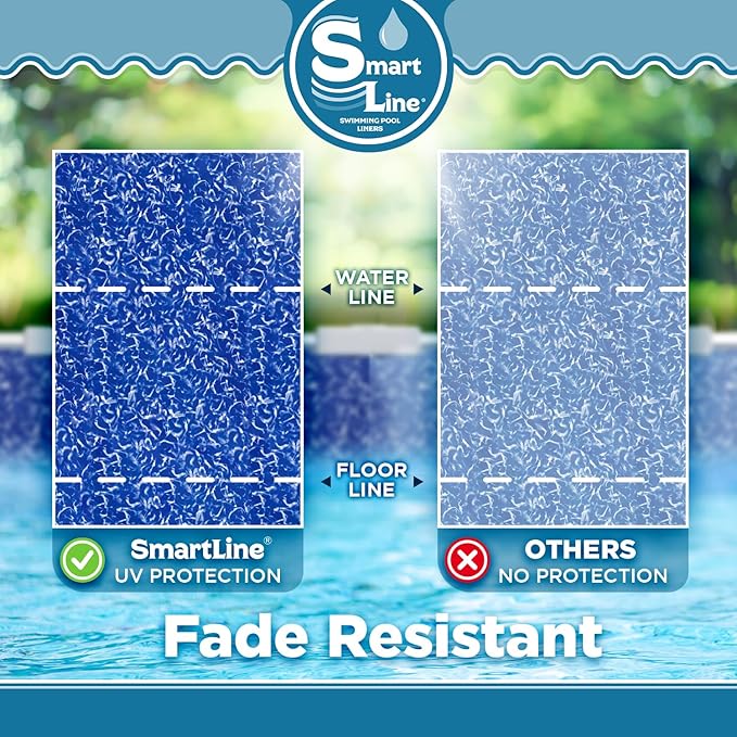 Smartline 24 ft Round Swimming Pool Liner | Sunlight | Overlap Style | 48-52 Inch Wall Height | 25 Gauge Heavy Duty Virgin Vinyl | Designed for Steel Sided Above Ground Pools