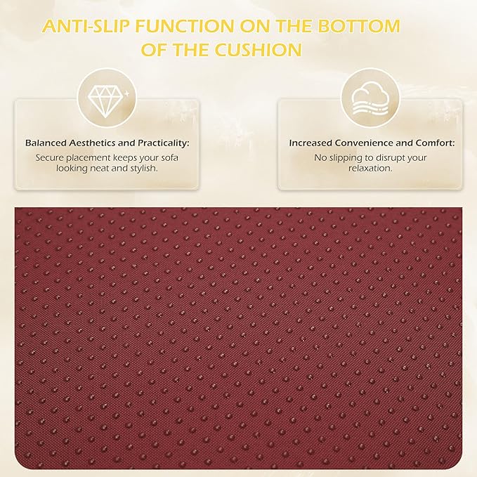 HOMREST Outdoor Replacement Cushions for Patio Furniture,Water-Repellent Sofa Cushion for 6-Seat Rattan Wicker Sectional Patio Conversation Sets,14-Piece Cushions Set for Outdoor Couch（Burgundy Red）