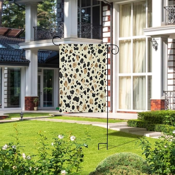 Cow Print Small Garden Flag Double Sided Burlap 12×18 Inch Cow Print Flag Welcome Farmhouse Garden Outdoor Flags Yard Outdoor Decoration