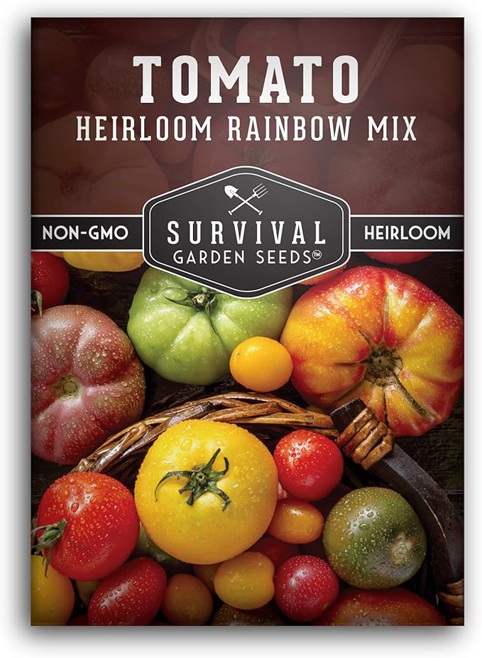 Heirloom Rainbow Mix Tomato Seeds for Planting - Colorful Heirloom Tomato Seed Variety Pack, High Yield Garden Tomatoes, Non-GMO Open Pollinated - Survival Garden Seeds (1 Pack)