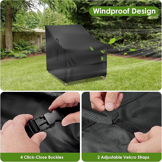 Outdoor Patio Adirondack Chair Covers 2 Pack, Waterproof Heavy Duty Lawn Chairs Cover for Outdoor Furniture, Patio Rocking Swivel Chair Covers, 30”W x 28”D x 36”H