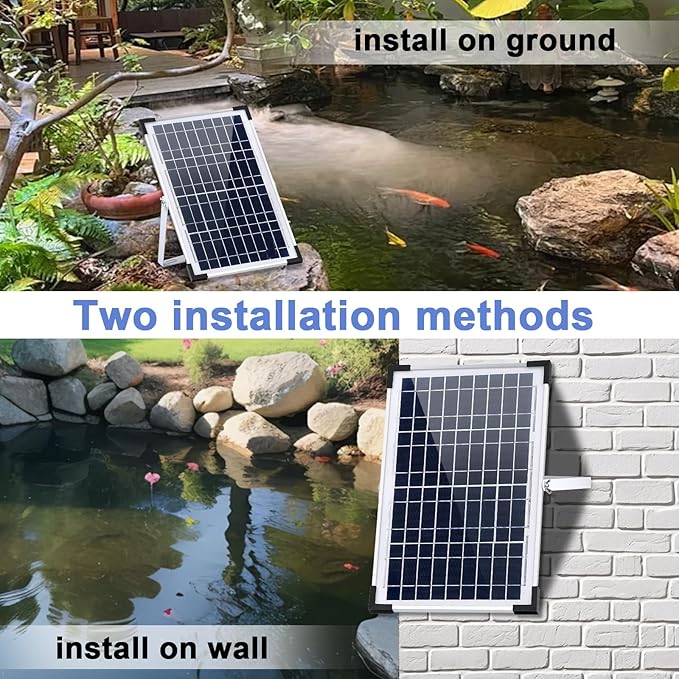Solar Water Fountain Solar Powered Water Fountain 264GHP Solar Fountain Pump 12W 17V Solar Water Pump for Birdbath,Pond,Fish Tank,Waterfall,Garden Water Feature