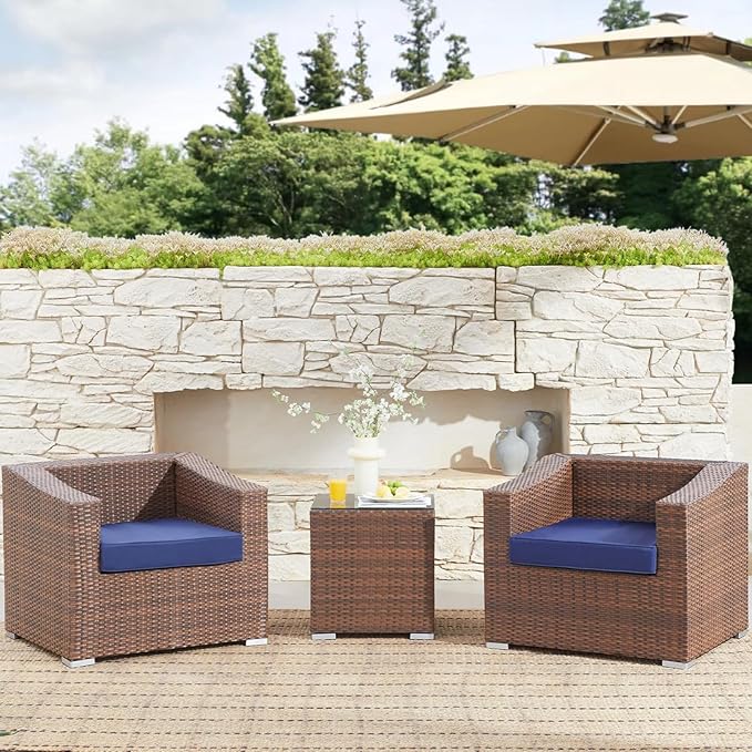 Outdoor Chair Cushions Set of 2, Waterproof Patio Chair Cushions, Outdoor Patio Furniture Replacement Seat Cushions, 24 x 24 x 4 inch, Blue