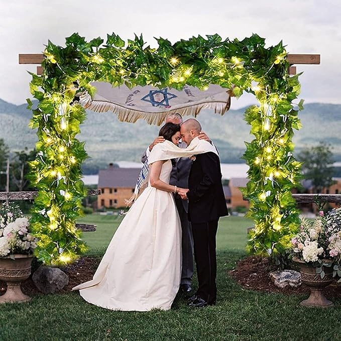12 Packs Artificial Ivy, 84FT Garland Hanging Plants Fake Vines with 200 LED String Light for Bedroom Wedding Party Garden Wall Room Home Decor