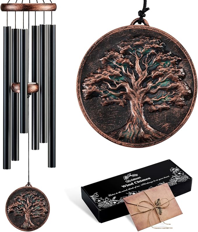 Wind Chimes for Outside, Vintage Tree of Life Deep Tone Wind Chime Outdoor Clearance, Memorial/Festivals/Birthday Gift for Mom Dad Women Grandma, Garden Porch Patio Decor (34" Tree of Life)