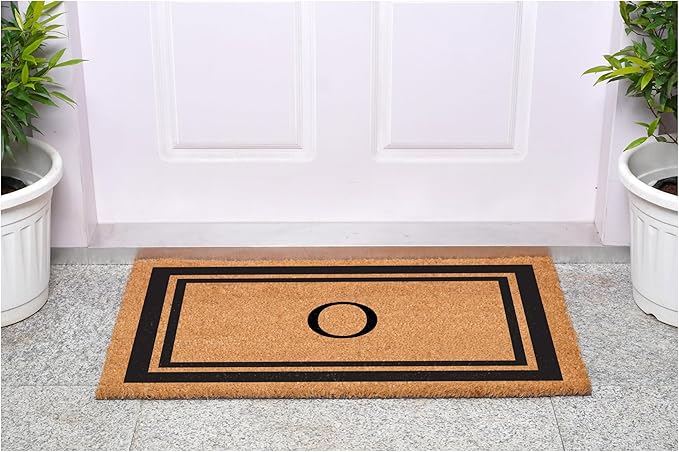 Calloway Mills 152961830O Black Border 18" x 30" Monogram Doormat, (Letter O)