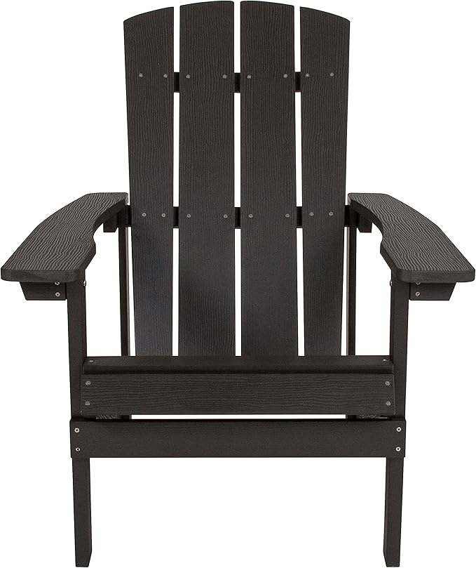 Flash Furniture Charlestown Commercial Grade Indoor/Outdoor Adirondack Chair, Weather Resistant Durable Poly Resin Deck and Patio Seating, Slate Gray