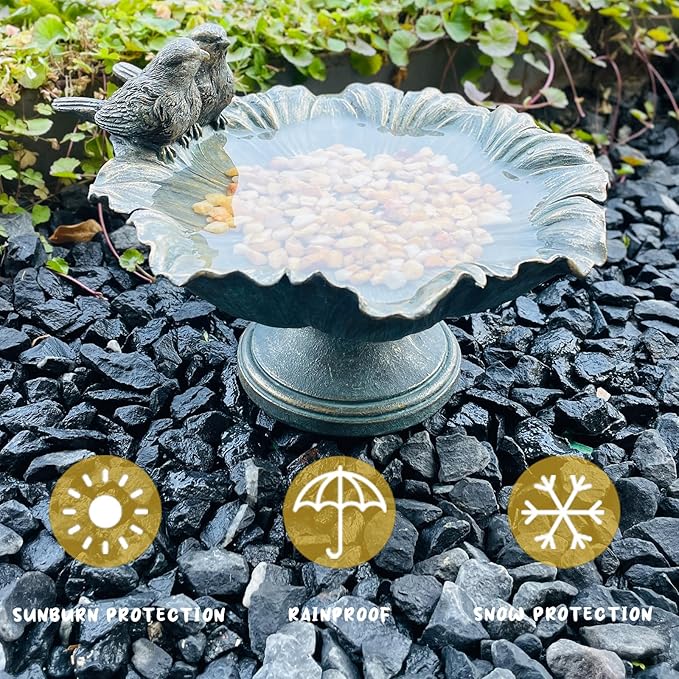 Bird Baths for Outdoors, Garden Decorations Hummingbird Feeders, Outdoor Sculpture Yard Art Large Lawn Ornament Patio Figurine Bird Feeder Resin