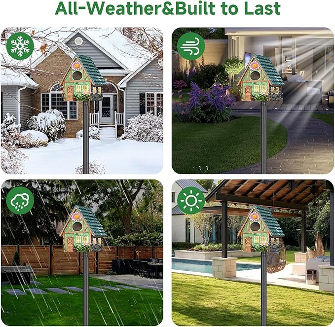 Smart Bird Feeder Pole-Heavy Duty Adjustable 3-6.6ft Universal Birdhouse Stand Mount for Backyard&Outdoor Bird Houses/Cameras (80" Pole)