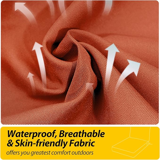 AAAAAcessories Outdoor Deep Seat Cushions, Waterproof, Fade-Resistant Patio Furniture Replacement Cushions, 25.5" x 25.5" x 5" + 25.5" x 19", Set of 4, Rust