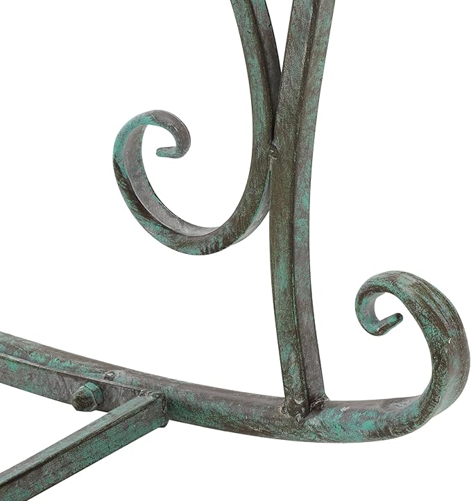 SAFAVIEH Outdoor Collection Medrano Victorian Antique Dark Green Wrought Iron Rocking Chair