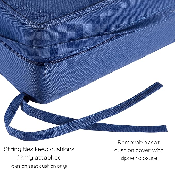 Outdoor Reversible 2-Piece Deep Seat Cushion Set, Blue