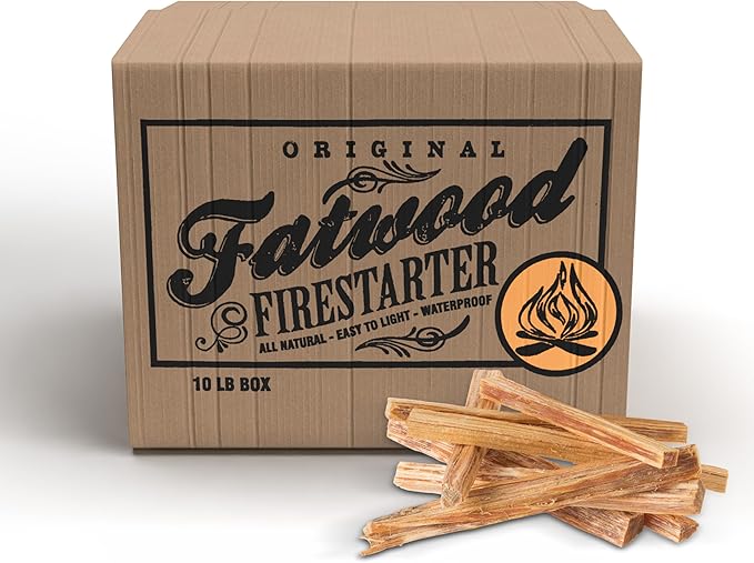 Fatwood Fire Starter Stick 10lb-Box-Indoor or Outdoor 100% All Natural Pine Fire Starter for Campfires,Fireplace,Firepit,Wood Stove,orBBQ Grill-Kindling Wood Firewood Lighter by Pure Garden(Pack of 2)