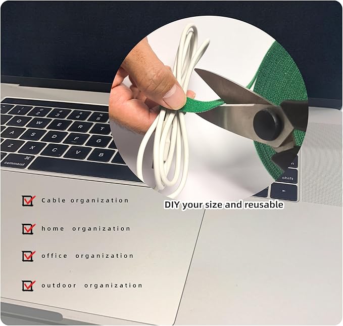 50 feet Reusable Garden Plant Ties, Green, Heavy Duty Soft Grip Strips, Roll for Supporting Plants, Trees, Vines