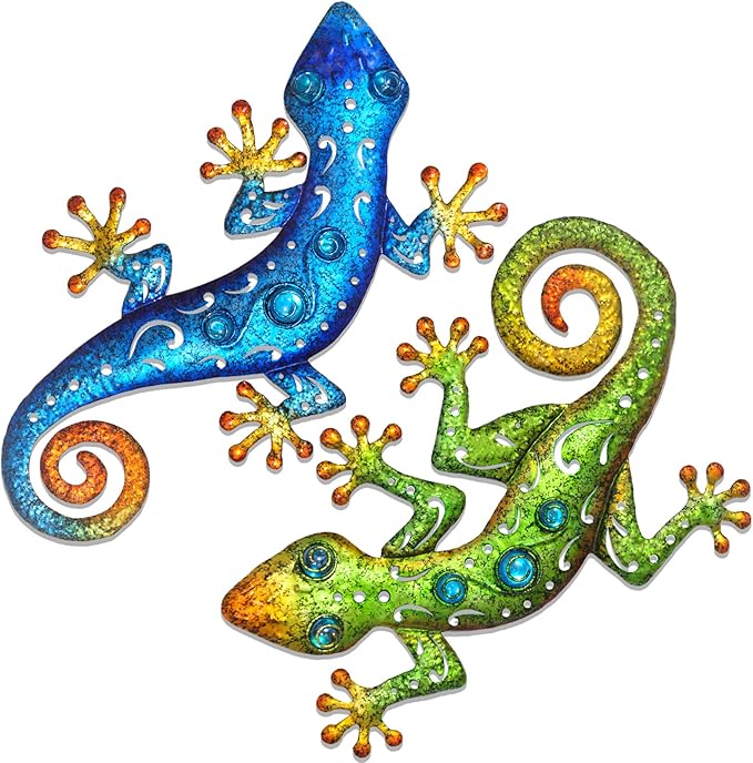 Metal Gecko Wall Decor Lizard Wall Sculpture Garden Art Hanging Indoor Outdoor Suitable for Patio Porch Fence Living Room Patio Decor.