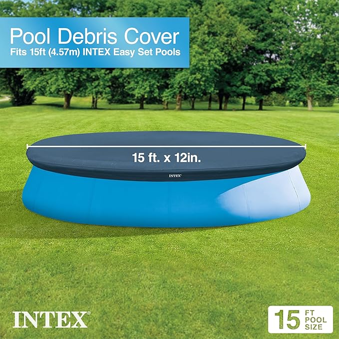 Intex 15' x 33" Easy Set Inflatable Ring Top Round Above Ground Swimming Pool with Cover and Krystal Clear Cartridge Filter Pump
