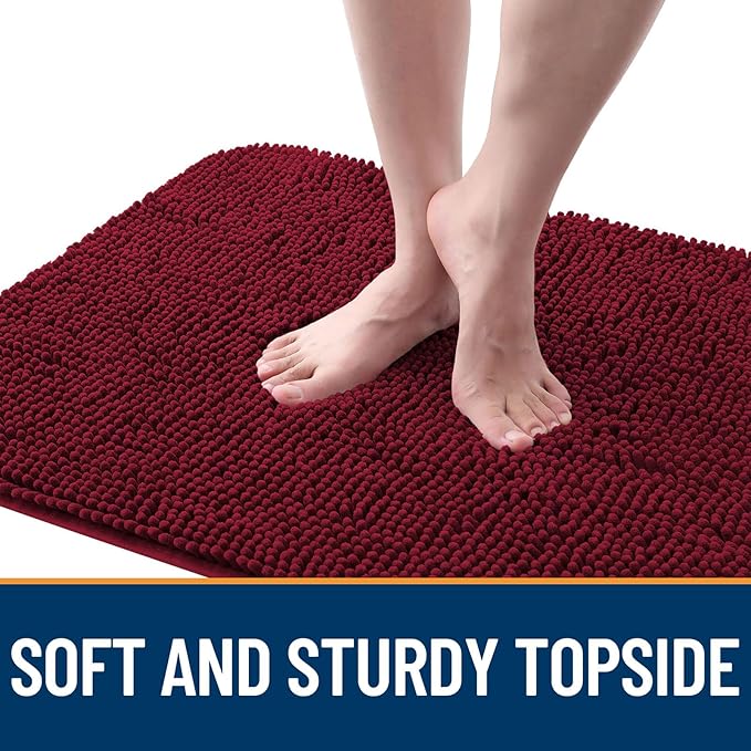 OLANLY Dog Door Mat for Muddy Paws 44x24, Absorbs Moisture and Dirt, Absorbent Non-Slip Washable Doormat, Quick Dry Chenille Mud Mat for Dogs, Entry Indoor Entryway Carpet for Inside Floor, Burgundy