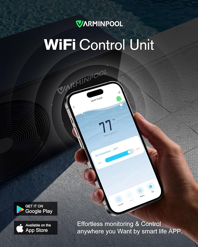 Pro Flow 40000BTU Smart Electric Pool Heater for In and Above Ground Pool up to 13,000 Gals, Pool Heat Pump with Schedule and Control Function via APP, Titanium Heat Exchanger, 240V
