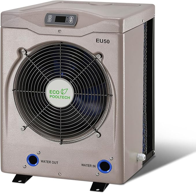 Above Ground Pool Heater EU50, Max 16184BTU Up to 5000gallons Electric Swimming Pool Heat Pumps, Titanium Heat Exchanger, 5.62 COP, 110V/120V, Fits 8/11/15 Foot Pools Heating Pool Warmer