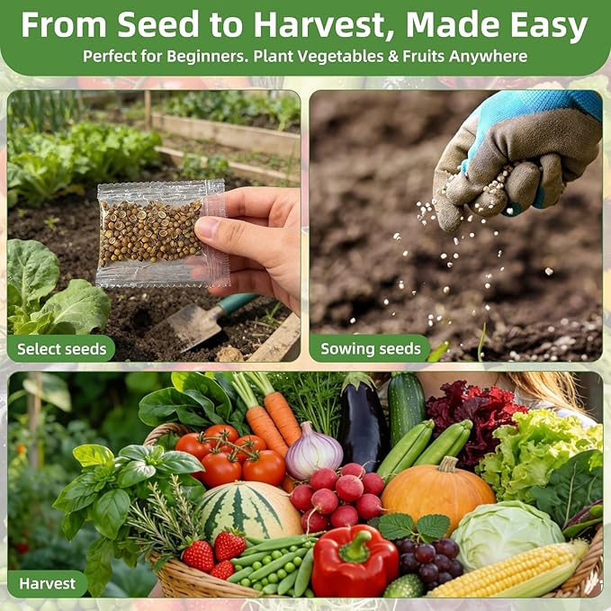 【Seed Vault】 Heirloom Vegetable Seeds Planting Kit - 15,000+ Non-GMO Seeds for Hydroponic, Indoor & Outdoor Gardening | Includes Tomato, Cucumber, Carrot Seeds & Survival Backpack Emergency Gear