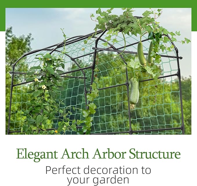 Garden Arch Arbor Trellis for Climbing Plants Outdoor, 7.8 ft Extra Tall Cucumber Trellis Raised Bed Climbing Vine Plant Support, Grape Vegetable Tomato Peas Bean, Black