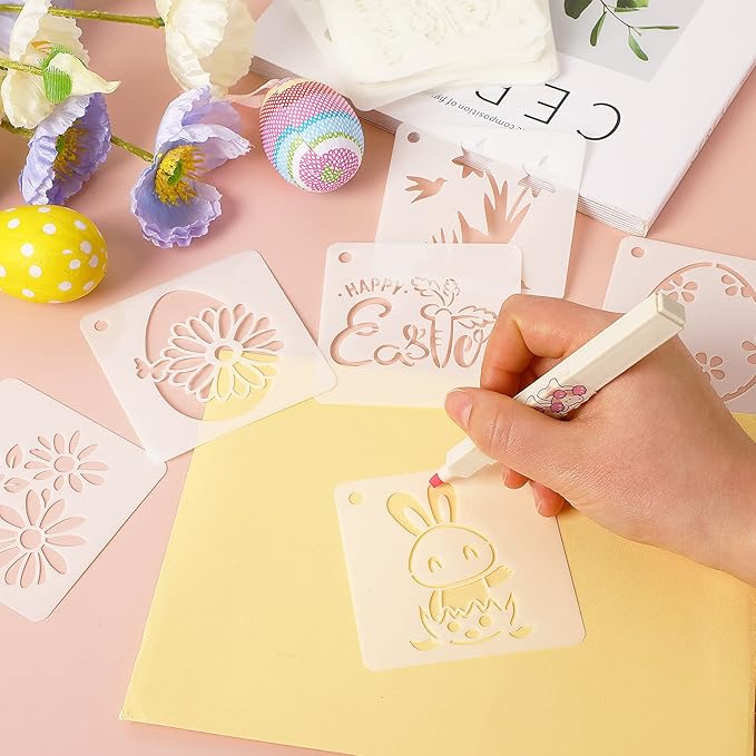 Augshy Easter Stencils, 56 Pack Holiday Stencils Easter Painting Stencils Set for Scrapbooking Drawing Wall Floor Decor DIY Rock Painting Art Projects (3 Inch)