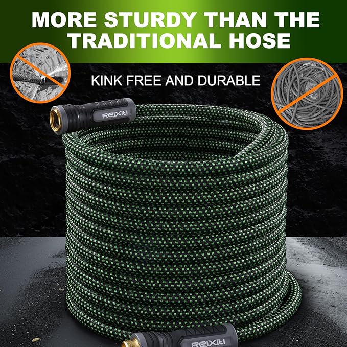 Relxitl Garden Hose, Flexible Water Hose, Ultra Lightweight Non-Expanding hose, Leak proof, Pressure Resistant for Yard, Outdoor (Green, 10FT)