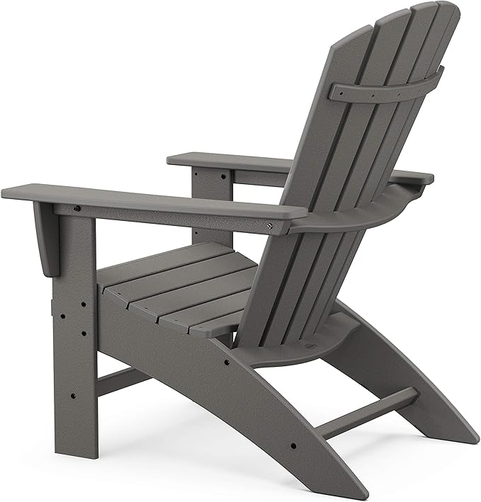 POLYWOOD Nautical Curveback Adirondack Chair, Fire Pit Patio Furniture, All-Weather HDPE Outdoor Seating, Fade-Proof, White, Deck Garden Poolside