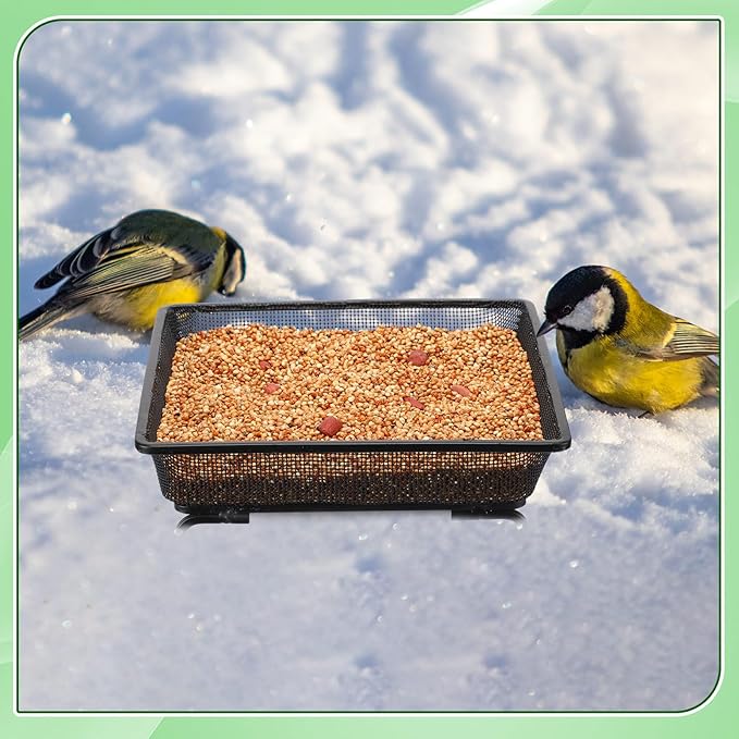 Nuogo 4 Pcs Platform Bird Feeder 7 Inches Ground Bird Feeder Tray for Outside Metal Squirrel Feeders Rust Resistant Mesh Seed Tray Garden Yard Decoration for Outdoor Wild Dove(Square)