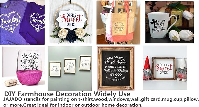 JAJADO Christian Stencil Reusable Silk Screen Stencils Religious Bible Sign Motivational Saying Faith Adhesive Chalk Stencil Transfers for Crafts on T-Shirt/Wood Sign/Glass/Home Office Wall Decor