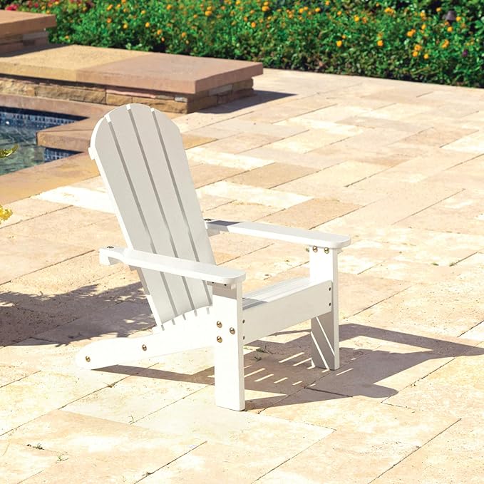 KidKraft Wooden Adirondack Children's Outdoor Chair, Kid's Patio Furniture, White, Gift for Ages 3-8