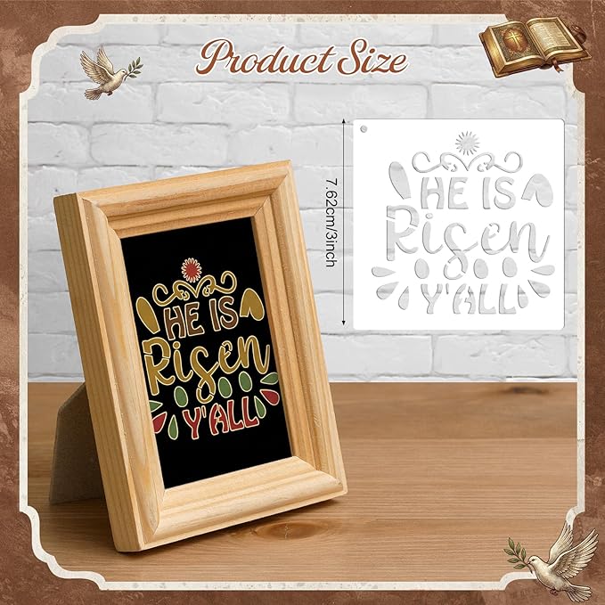 Marspark 72 Pcs Spring Easter Small Stencils for Crafts Reusable 3 Inch Stencils for Painting on Wood DIY Craft Paint Template for Wall Home Decor Card Rock Canvas Drawing Holiday (Jesus)
