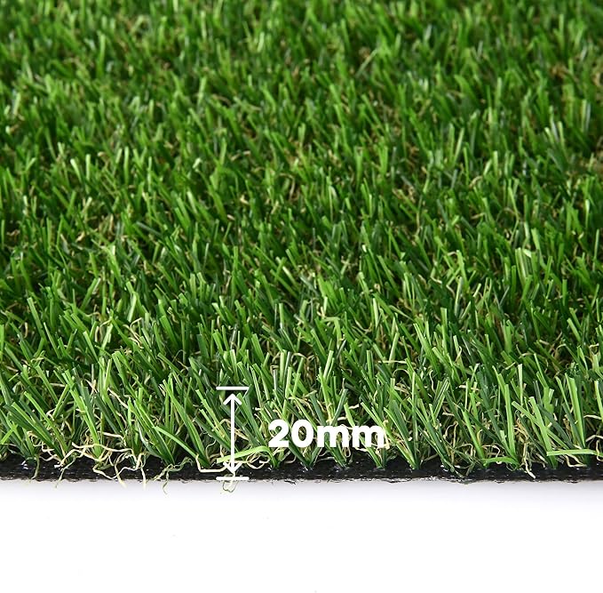 Artificial Grass Turf, 7ft x 22ft (154 ft²) 20mm Pile Height Indoor Outdoor Synthetic Realistic Faux Fake Astroturf Rug Carpet Mat for Balcony Decor Playground Patio Dogs