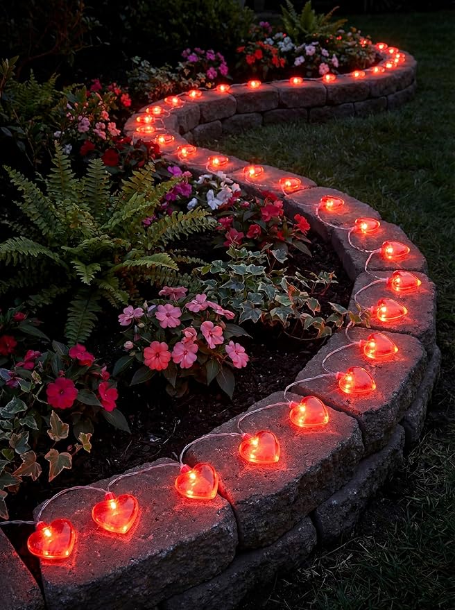 Valentines Day Decorations Lights, 8.5FT 10 LED Red Heart String Lights Plug in, Connectable Valentine's Day Fairy Lights for Wedding Indoor Room Outdoor Holiday Party Christmas Gift Valentine's Day