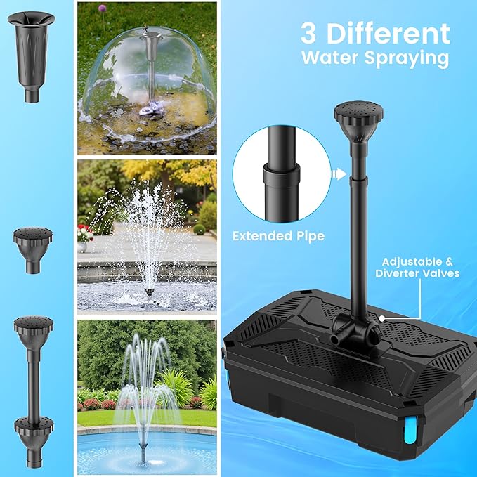 POPOSOAP Pond Filter Pump Fountain Kits with UV Clarifier, 660GPH/40W Pond Pump and Filter Kit for Outdoor Ponds Clearing Koi Pond Garden Fish Tank Aquarium Water Features