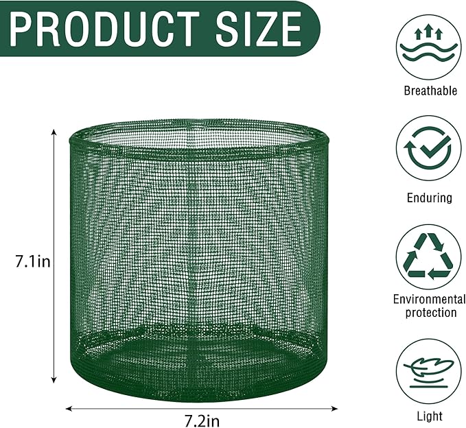 EBaokuup 4 Pcs Aquatic Pond Planting Bags, 7" Reusable Mesh Water Garden Pond Plant Pot, Breathable Green Round Lily Plant Pots for Pond Bog Plant Garden Terrestrial Plant