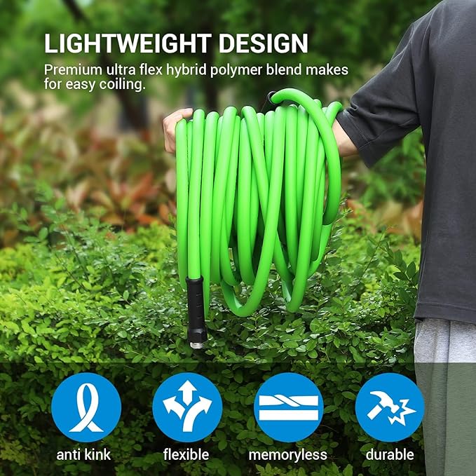 DEWENWILS Garden Hose 75 ft x 5/8", Water Hose with Swivel Handle, Heavy Duty, Lightweight, Flexible Hose for Plants, Car, Yard, 3/4 Inch Solid Fittings, Drinking Water Safe HHGH75A1