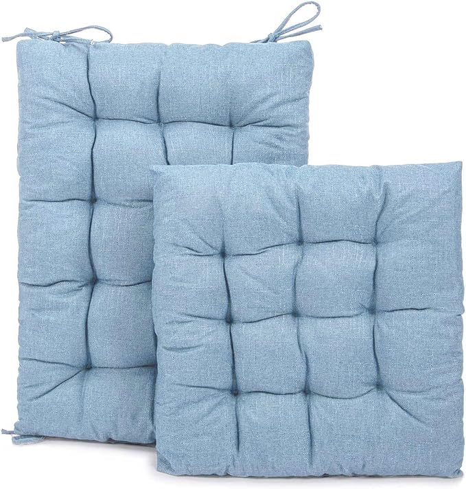 Rocking Chair Cushions Comfortable Tufted Seat Cushion Pads Non-Skid Backed Set of Backrest Cushion and Seat Bottom for Porch Rocker Adirondack Chair (Ice Blue, Backrest-24X17,Bottom-17x17)
