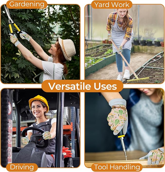 HANDLANDY Women Safety Work Gloves Utility Touch Screen Working Grip Glove for Yardwork Gardening Breathable Mechanic Gloves