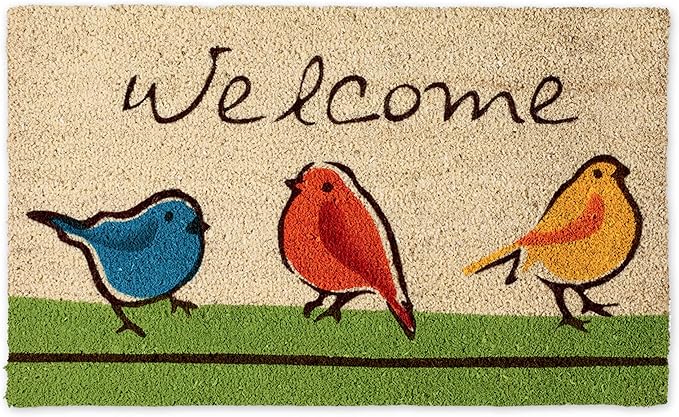 DII Natural Coir Doormat Outdoor Welcome Mat, 17x29, for The Birds