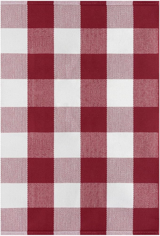 IOHOUZE Christmas Buffalo Plaid Rug 2x3 Ft Outdoor Indoor Doormat Red White Check Washable Area Rug Woven Cotton Checkered Front Porch Mat Christmas Decor for Front Door Entryway Home Entrance