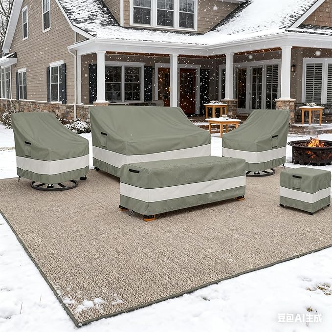 Outdoor Swivel Chair Cover 4 Pack,Waterproof 100% Outdoor Patio Chair Covers,35W x 37 D x 38.5 H inches,Outside Furniture Lounge Deep Seat Cover -Grayish Green