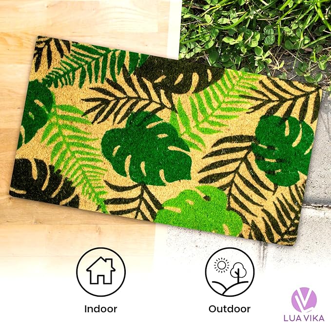 Coir Door mats Outdoor, Door mat Outside Entrance, Welcome mat Indoor, Doormat Outdoor, Funny Door mats Outside, Coir Doormat 16"x27.5" (Tropical)