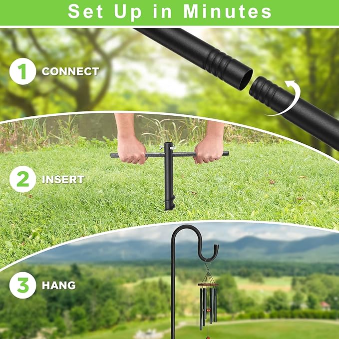 Bird Feeder Pole, 94" Shepherds Hooks for Outdoor Heavy Duty, Hummingbird Feeders Stand for Hanging Plants, Metal Shepherd Hook Hanger Stick with Stable Ground Anchor for Outside Garden Yard Wedding