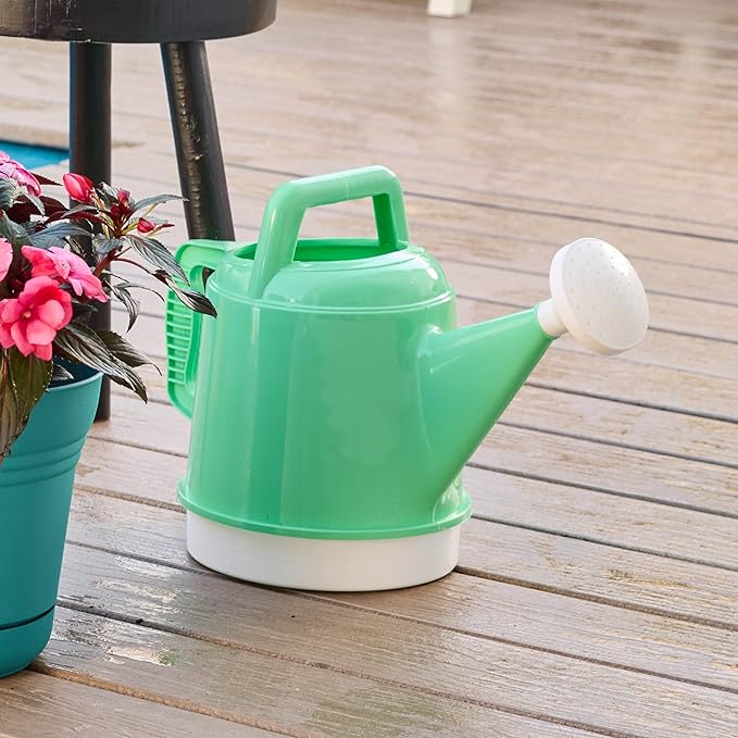 Bloem Deluxe 2 Gallon (256 Fl Oz) Mint Green Resin Watering Can for Indoor and Outdoor Use