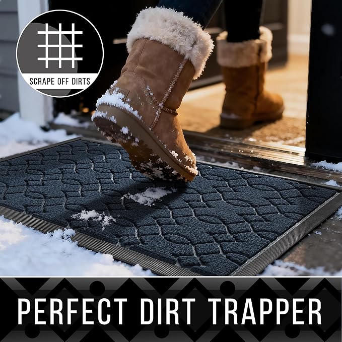 Yimobra Large Door Mat 36x24, All-Season Waterproof Doormat Outdoor Entrance, Heavy Duty Non-Slip Outside Door Mat for Garage Patio Proch Entryway Indoor, Easy Clean, Blue
